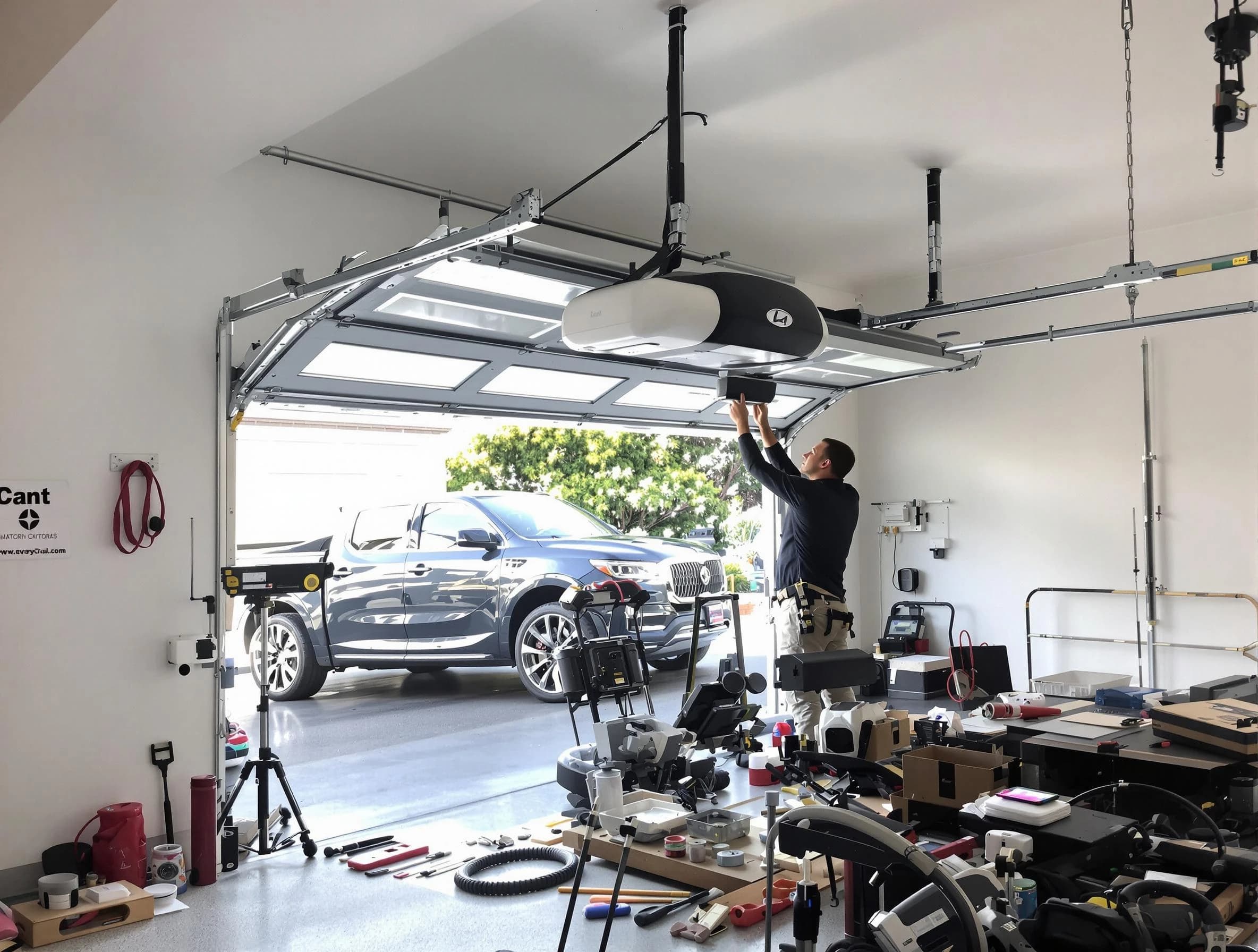 Bayonne Garage Door Repair specialist installing smart garage door opener system in Bayonne home