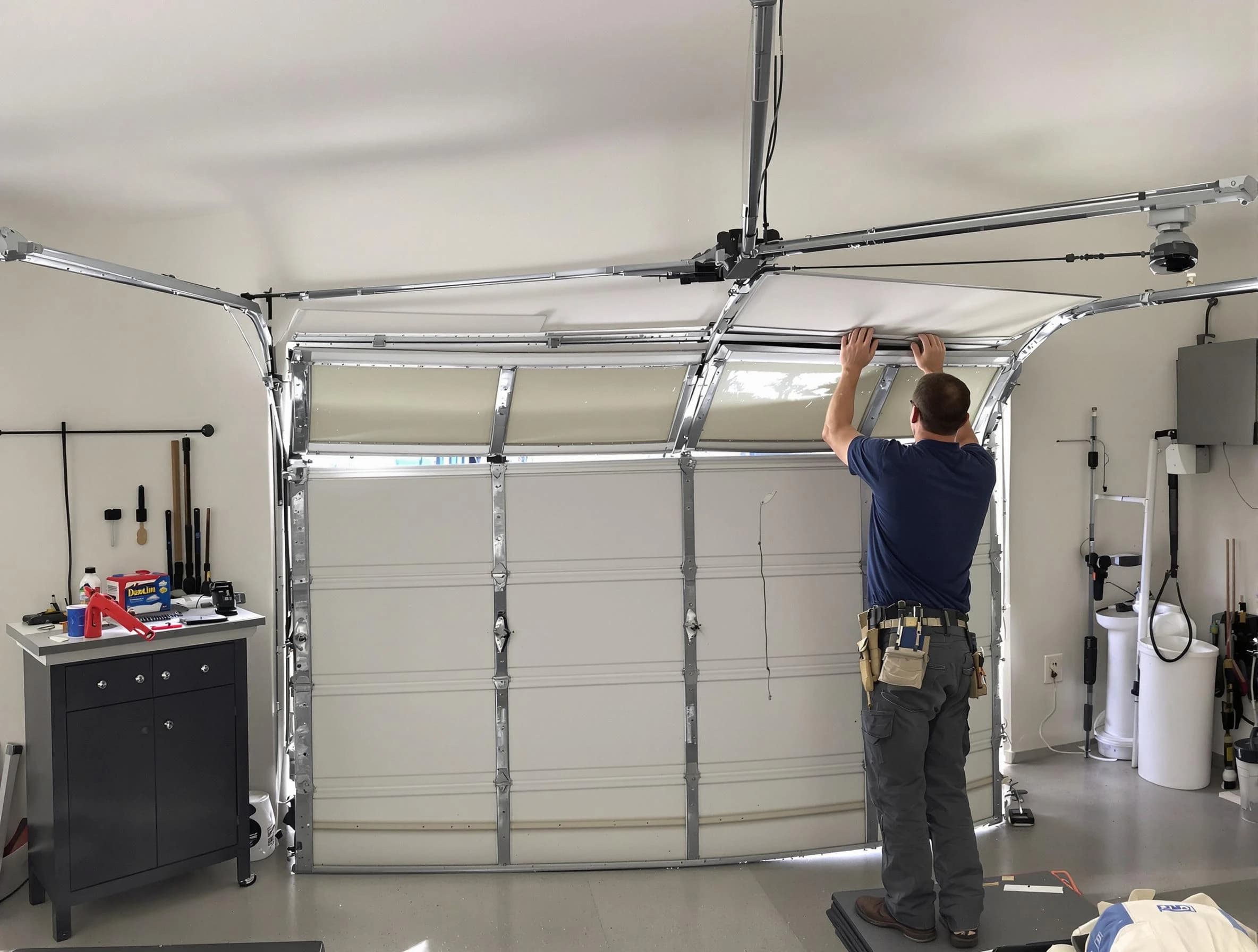 Bayonne Garage Door Repair specialist performing precise section replacement on Bayonne garage door