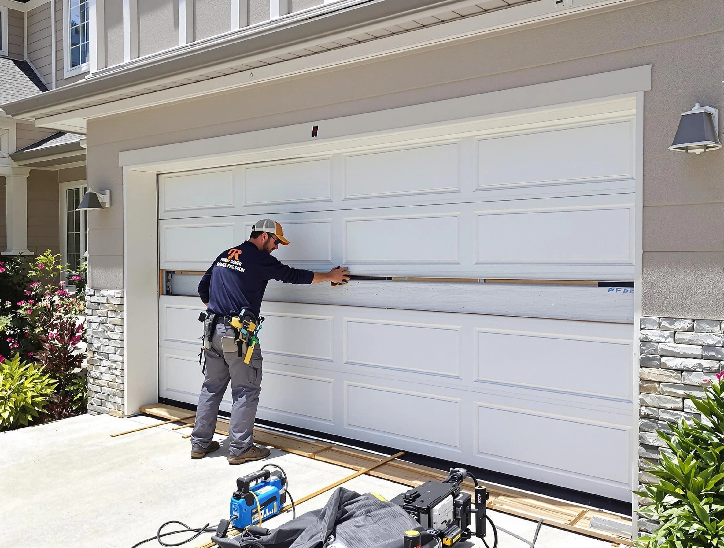 Bayonne Garage Door Repair team performing complete garage door replacement at Bayonne residence