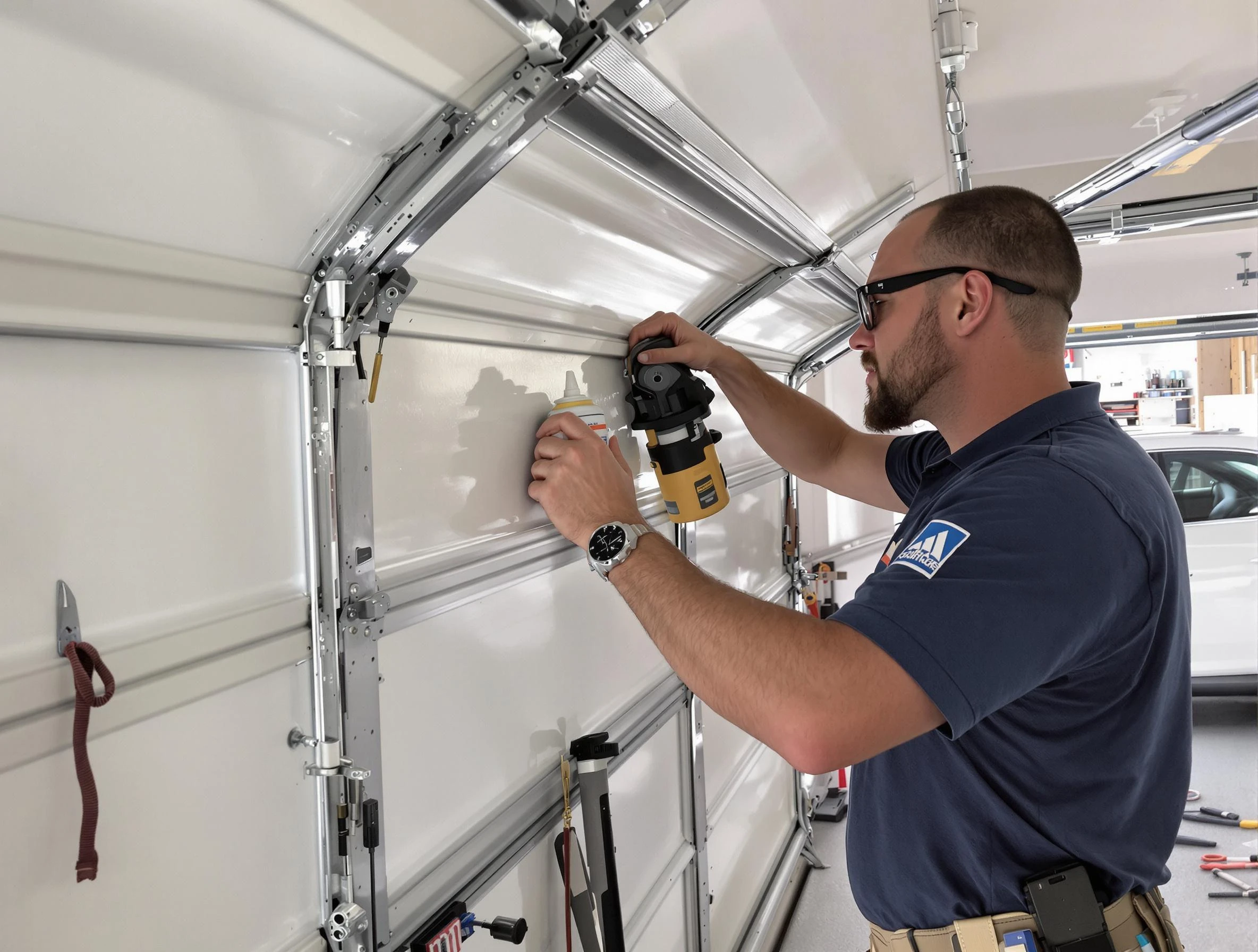 Bayonne Garage Door Repair technician quieting a noisy garage door in Bayonne