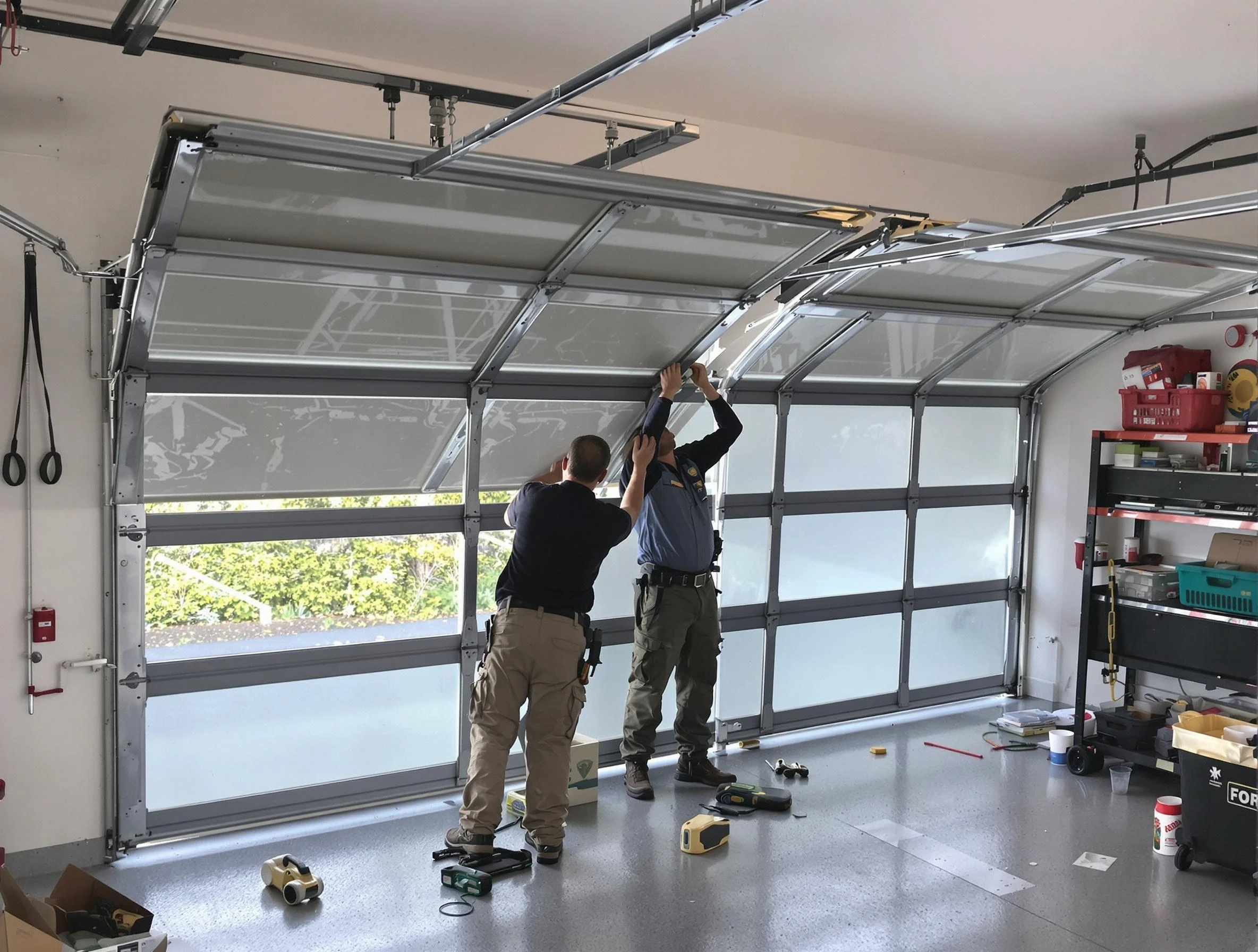 Bayonne Garage Door Repair expert performing precise panel replacement on Bayonne garage door