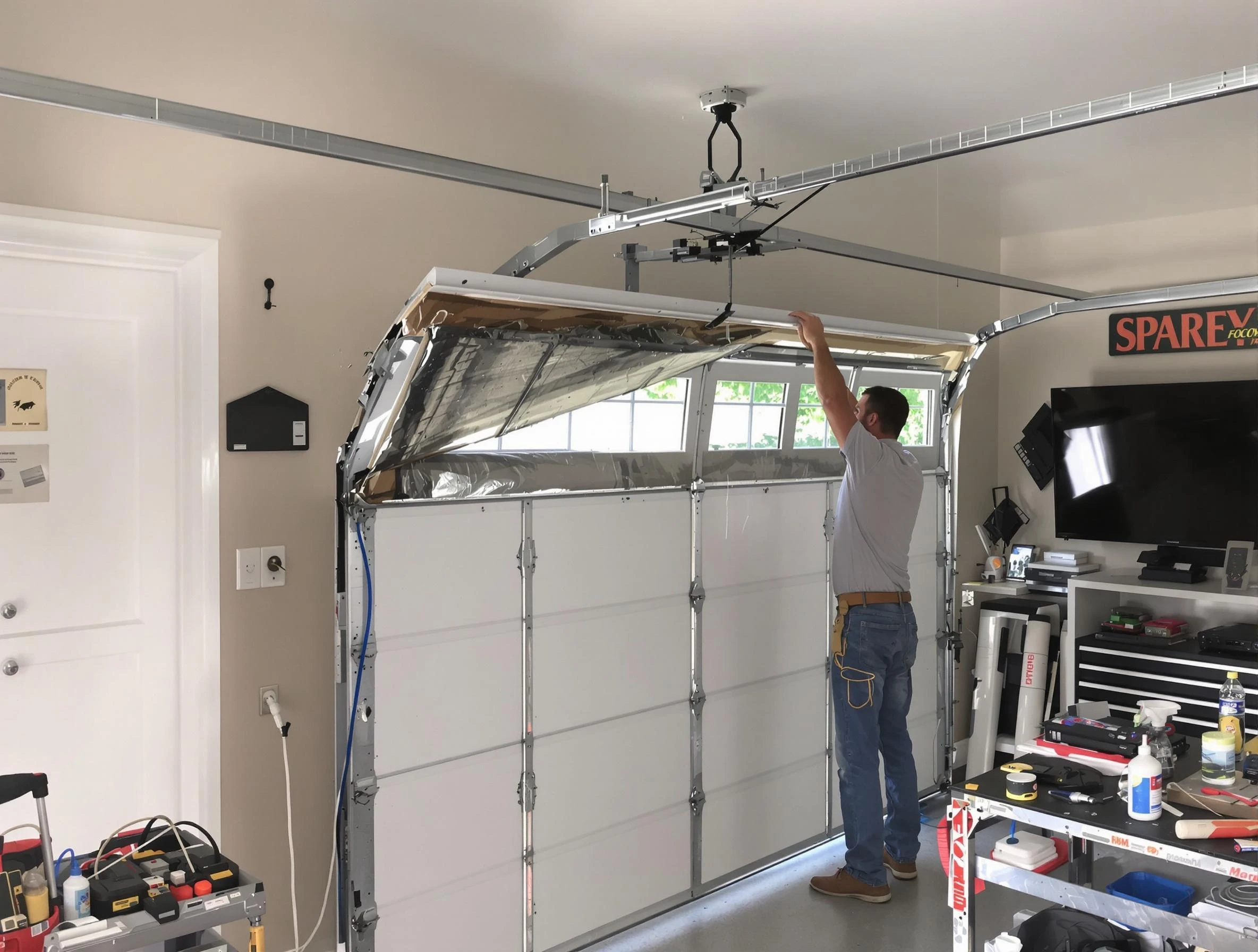 Garage door section replacement by Bayonne Garage Door Repair in Bayonne